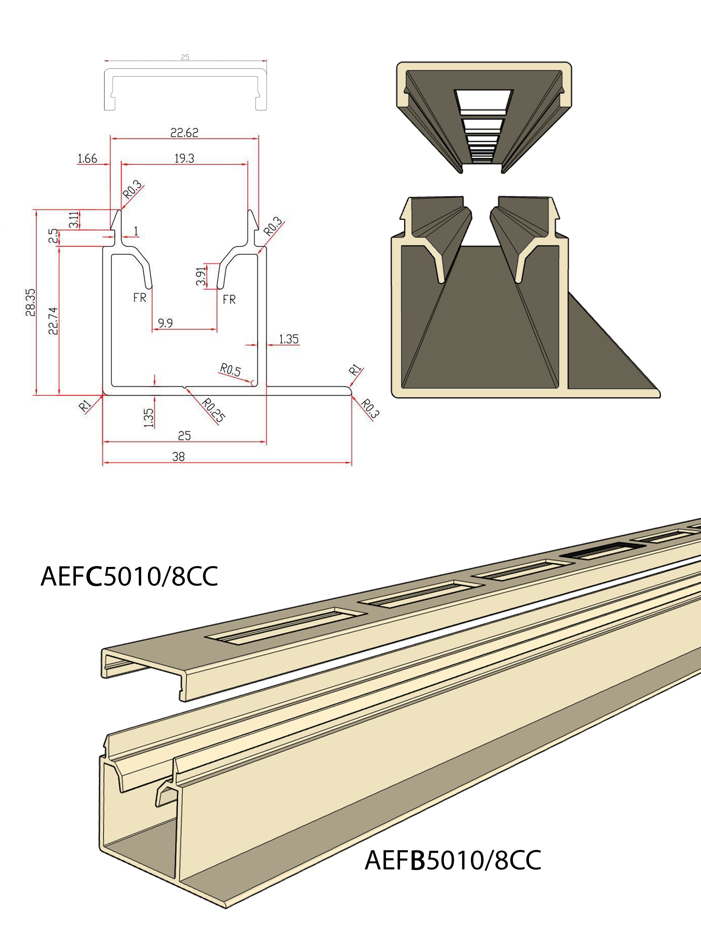 Aluminium F-Channel & Cover to suit 50x10 Classic Cream