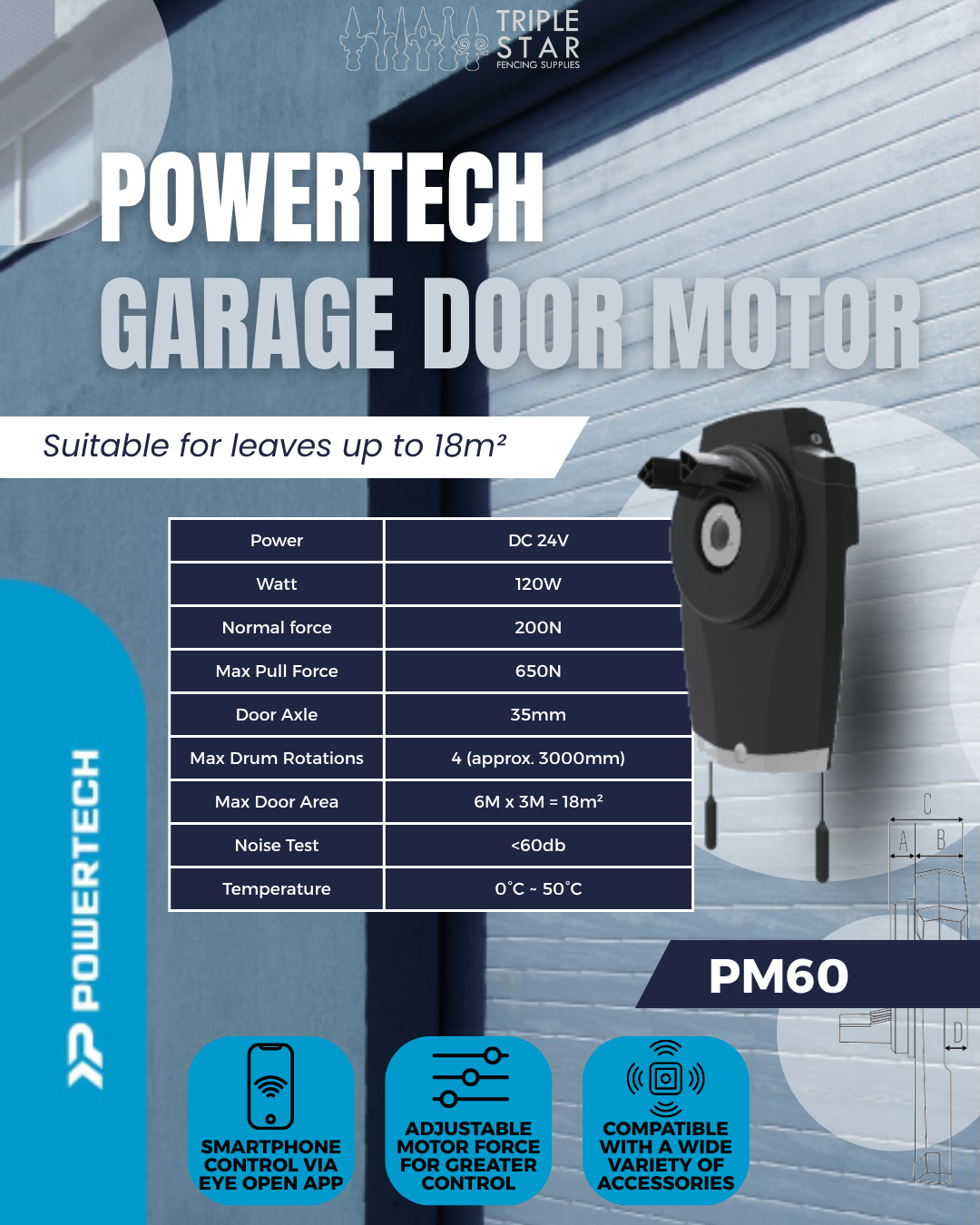 Powertech Roller Door Motor PM60