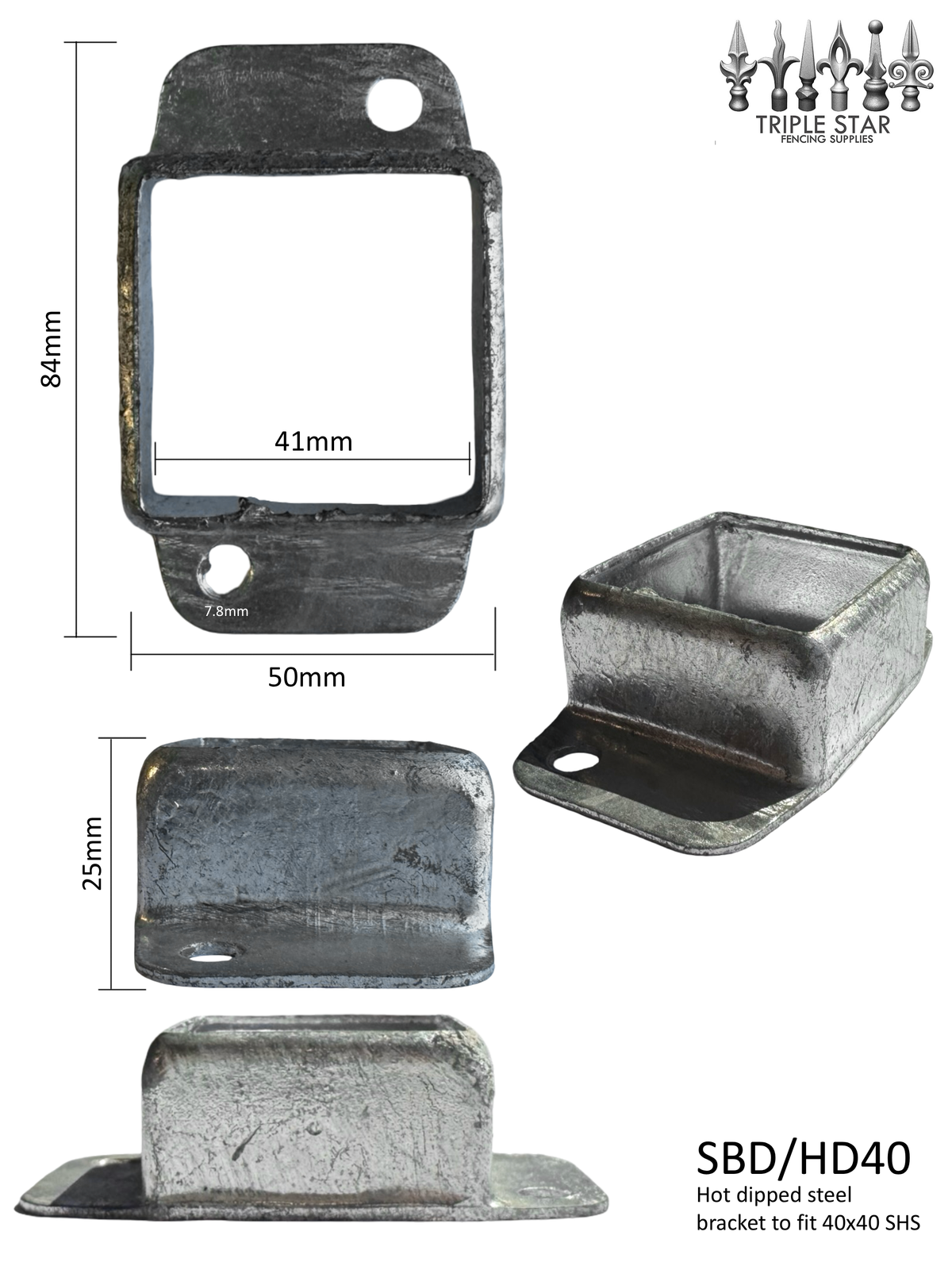Steel Double Lug Bracket 40x40