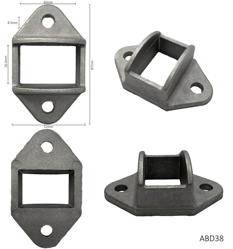 Aluminium double sided brackets for rectangle sections