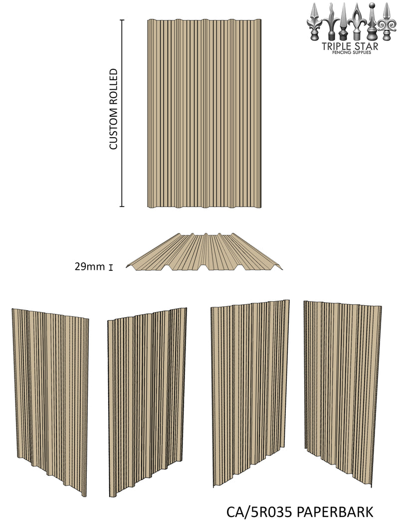Panel Rib Colorbond Colorbond® 5-Rib Infill Sheet PAPERBARK – Triple Star Fencing Supplies