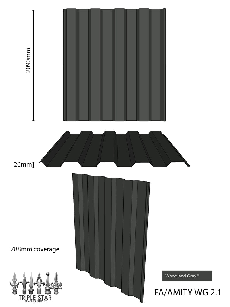 W Lock Colorbond Colorbond® Amity Sheets WOODLAND GREY/SLATE GREY – Triple Star Fencing ...