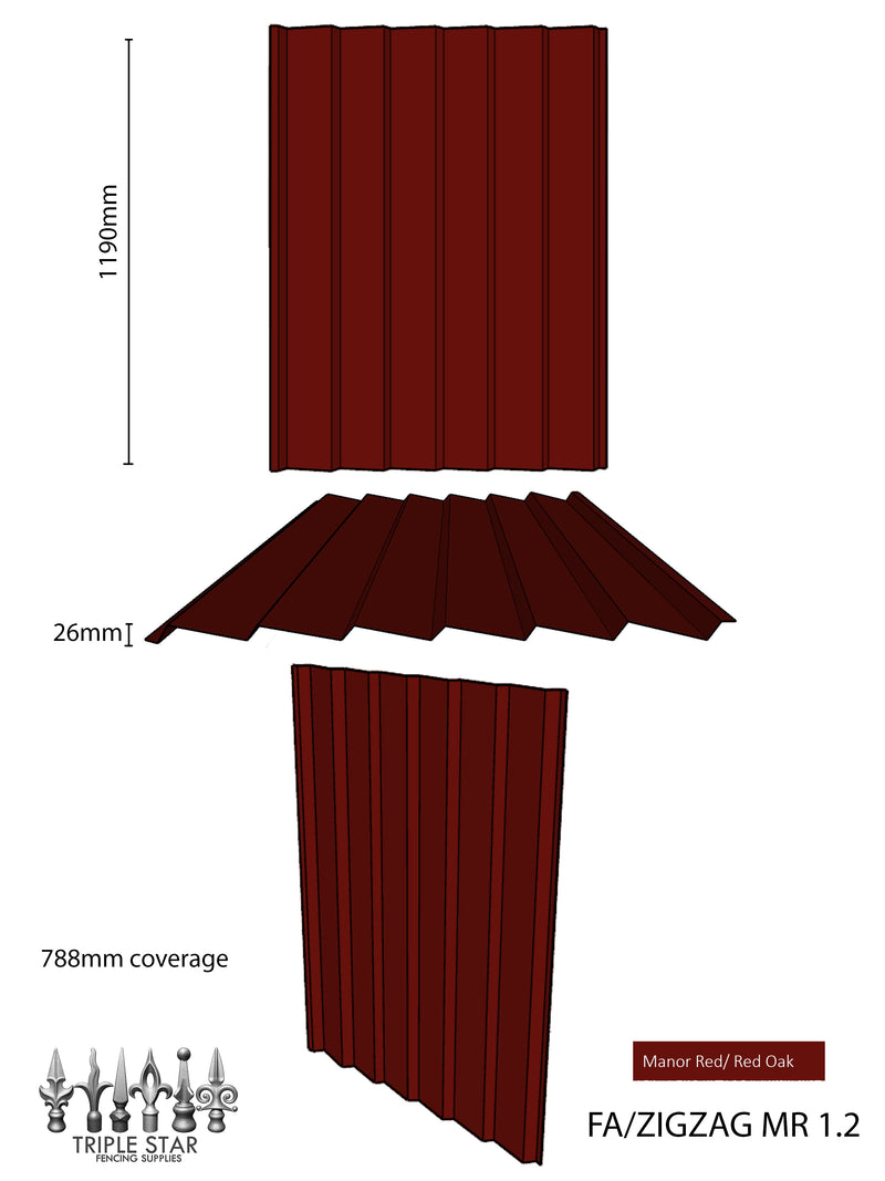 Colorbond® Infill Sheets ZigZag MANOR RED/RED OAK