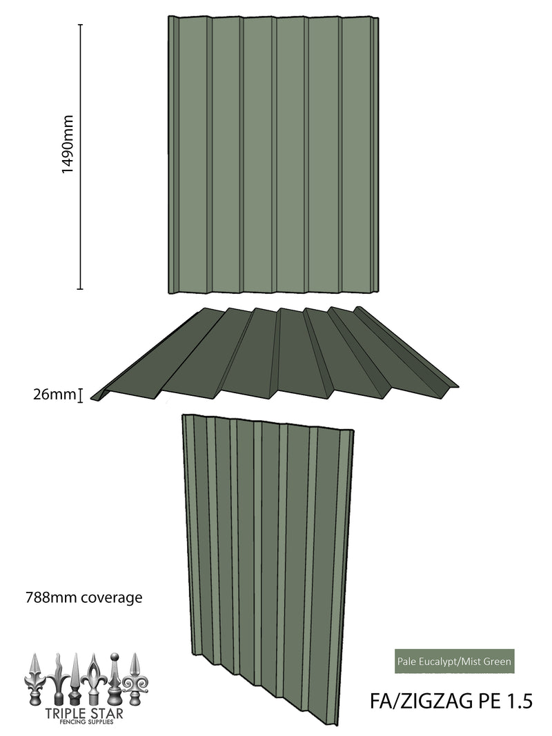 Colorbond® Infill Sheets ZigZag PALE EUCALYPT/MIST GREEN