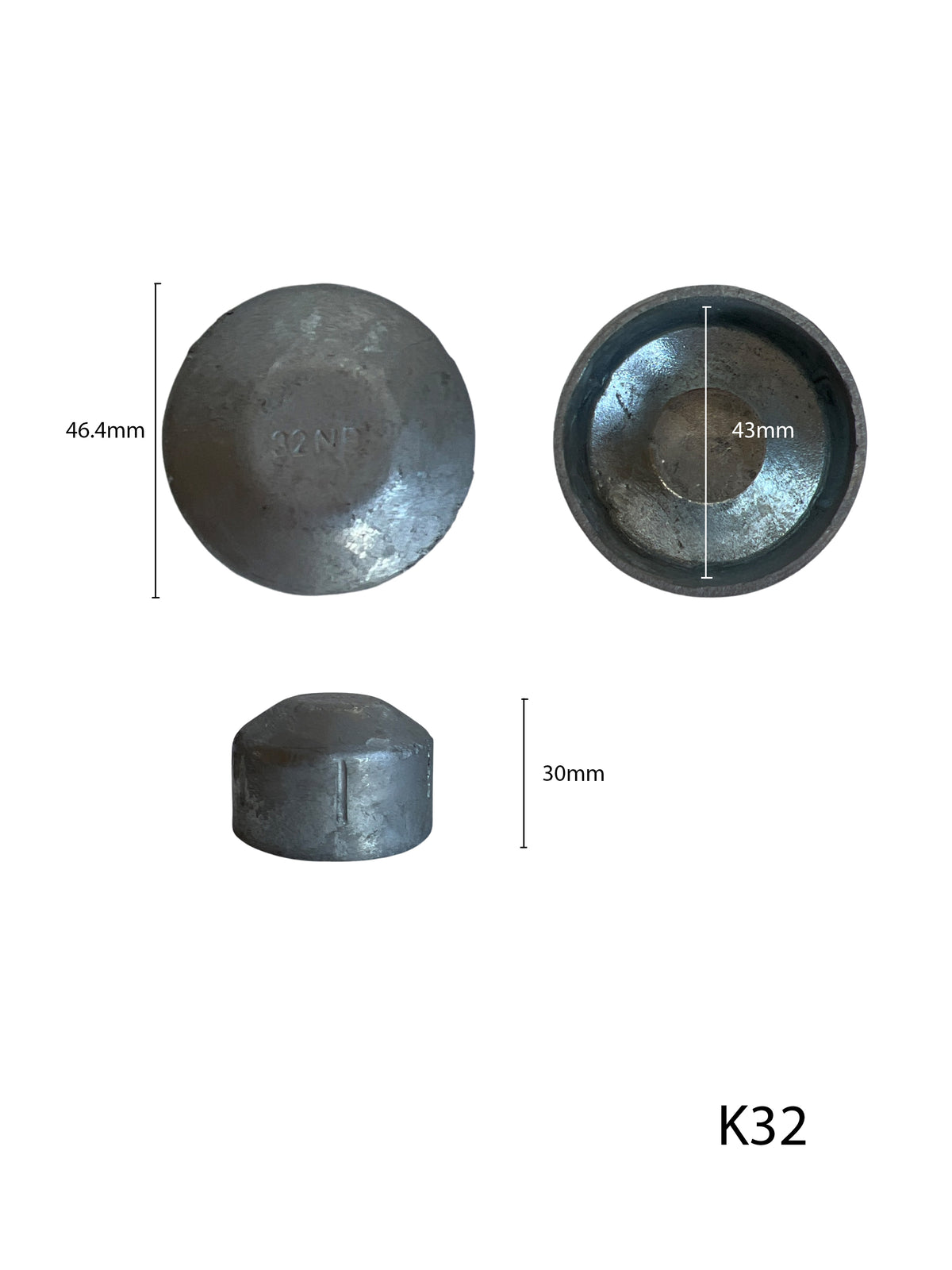 Cap Threaded 32 Round Pipe Cap 32NB