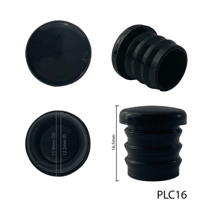 Plastic Cap to suit 16mm Round Black