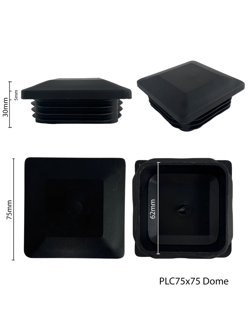 Plastic (Dome) Cap to suit Square SHS 75x75x2.0mm