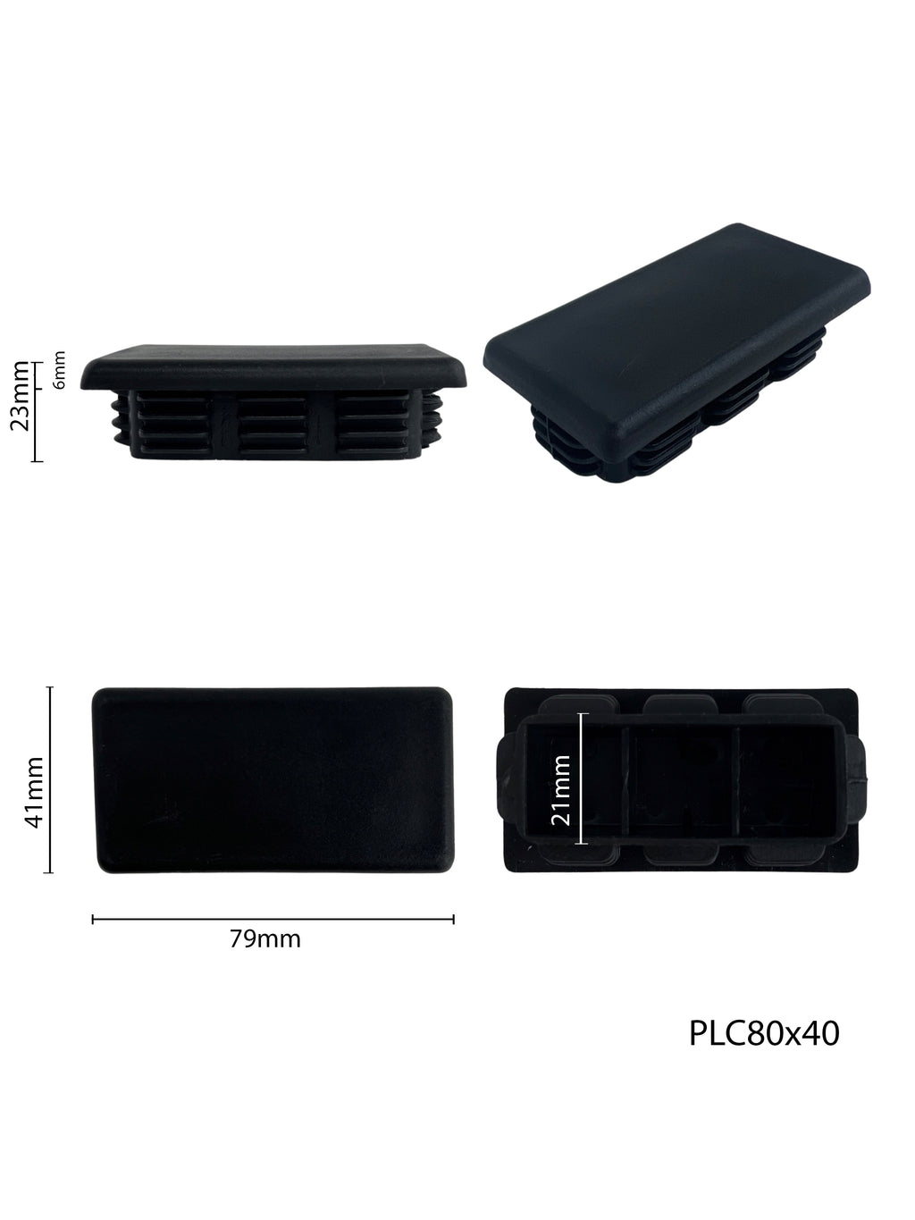 Plastic (Flat) Cap to suit 80x40x1.6mm RHS – Triple Star Fencing Supplies